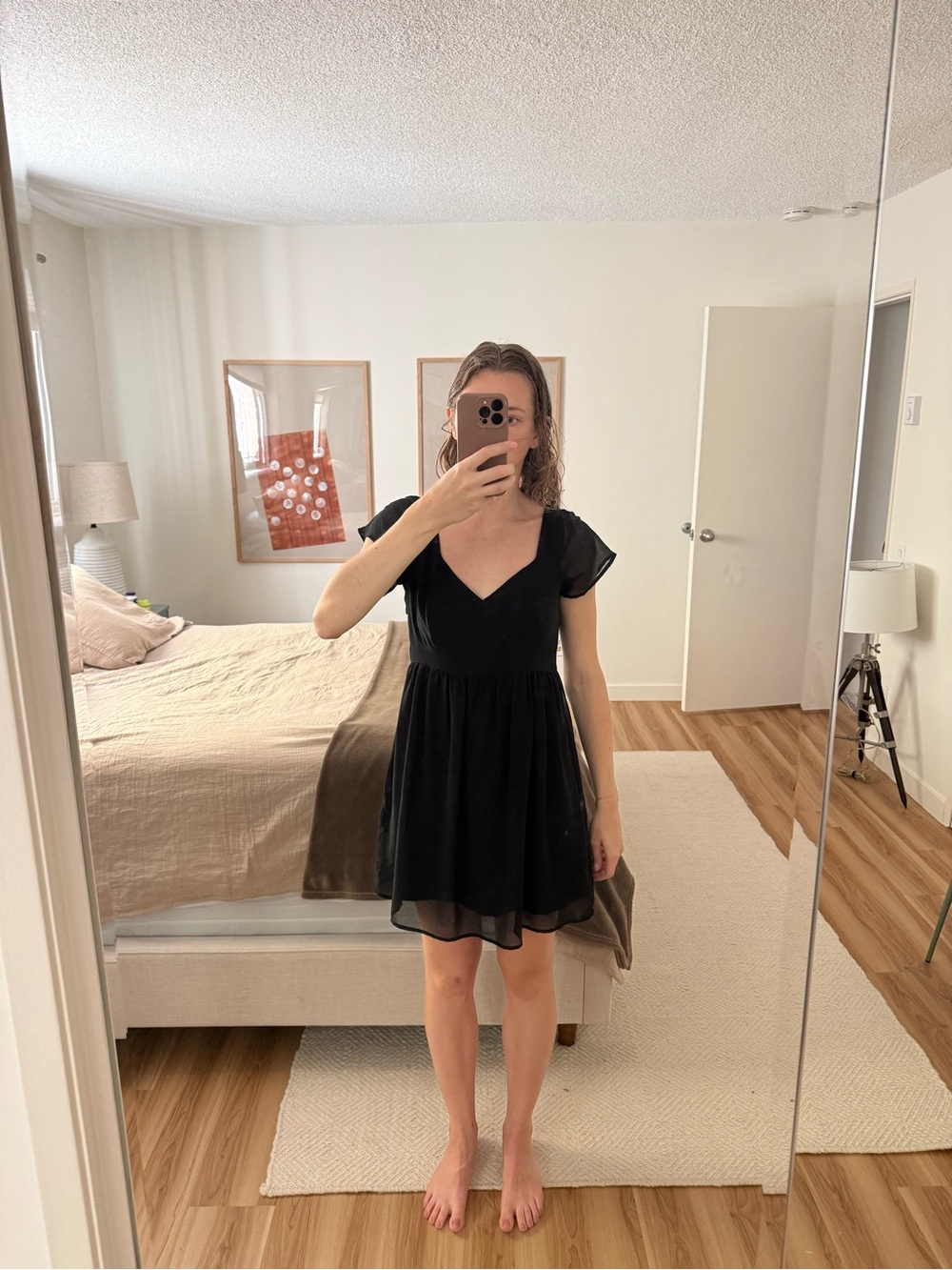 Hollister Black V-Neck Short Sleeve Skater Dress